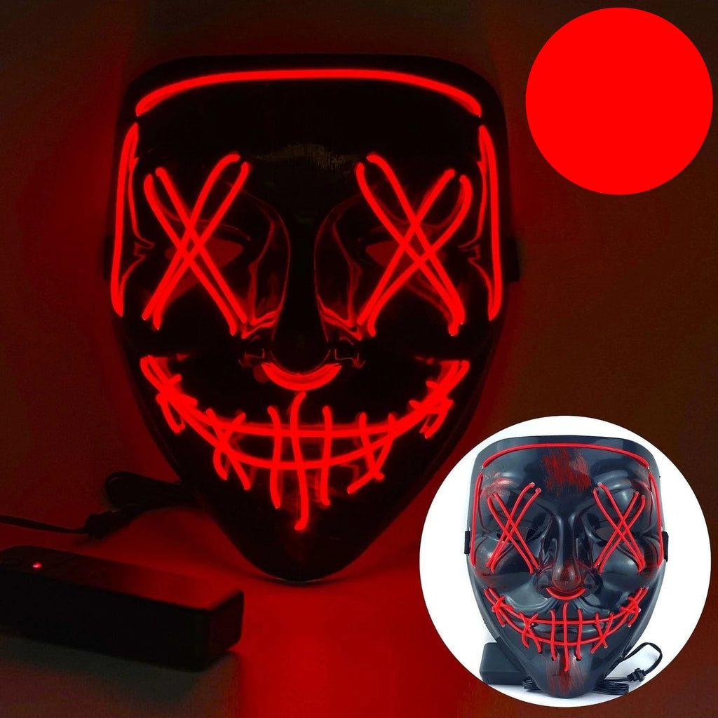 Halloween Neon LED Purge Mask – Light-Up Masquerade Party Accessory