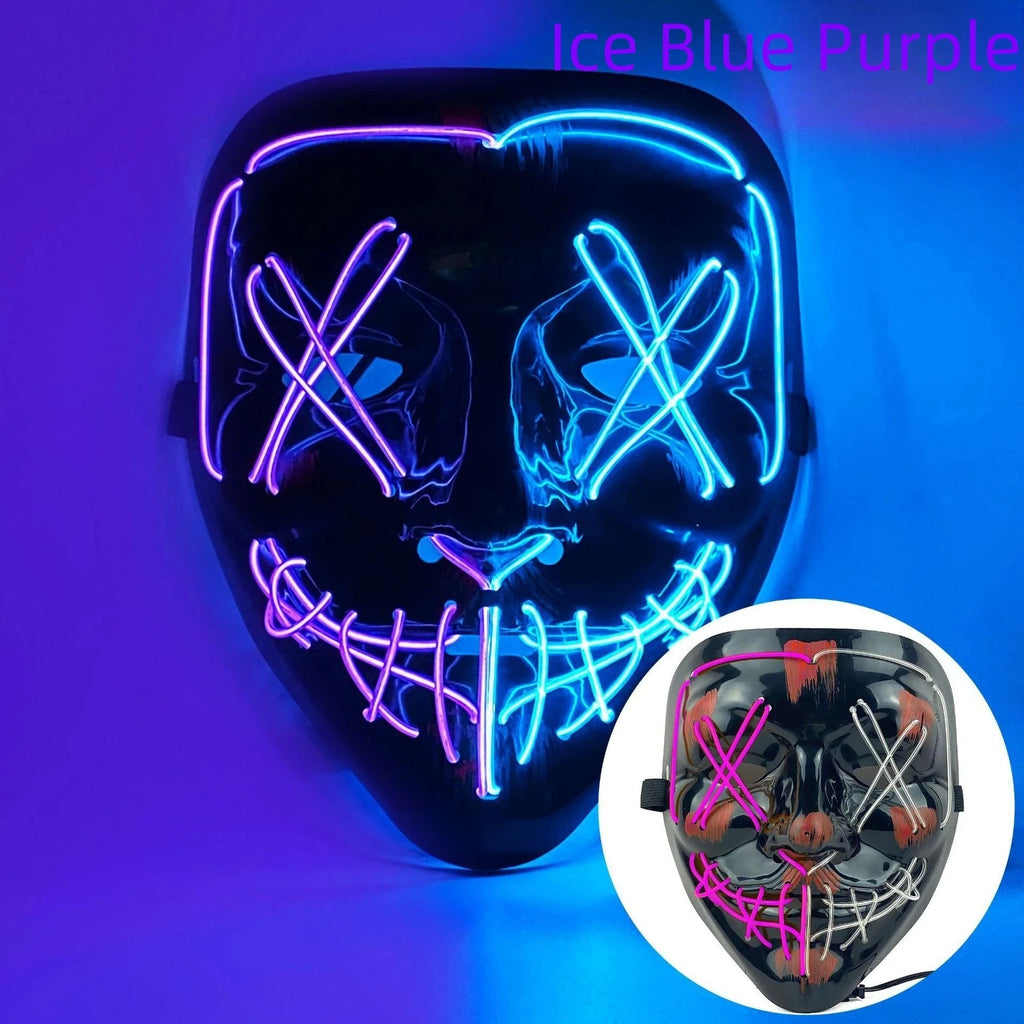 Halloween Neon LED Purge Mask – Light-Up Masquerade Party Accessory