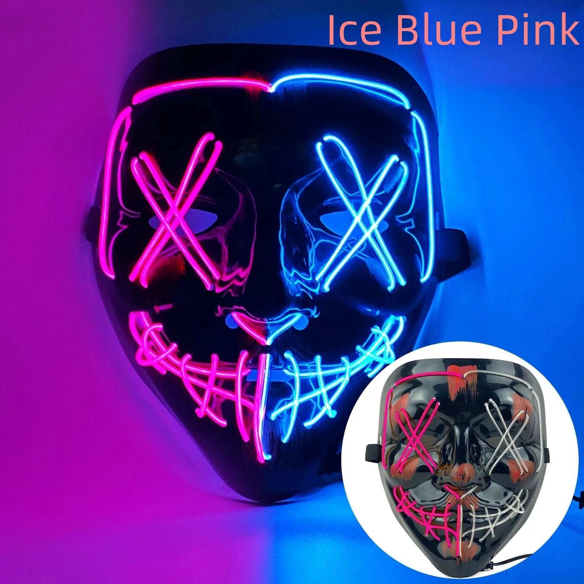 Halloween Neon LED Purge Mask – Light-Up Masquerade Party Accessory