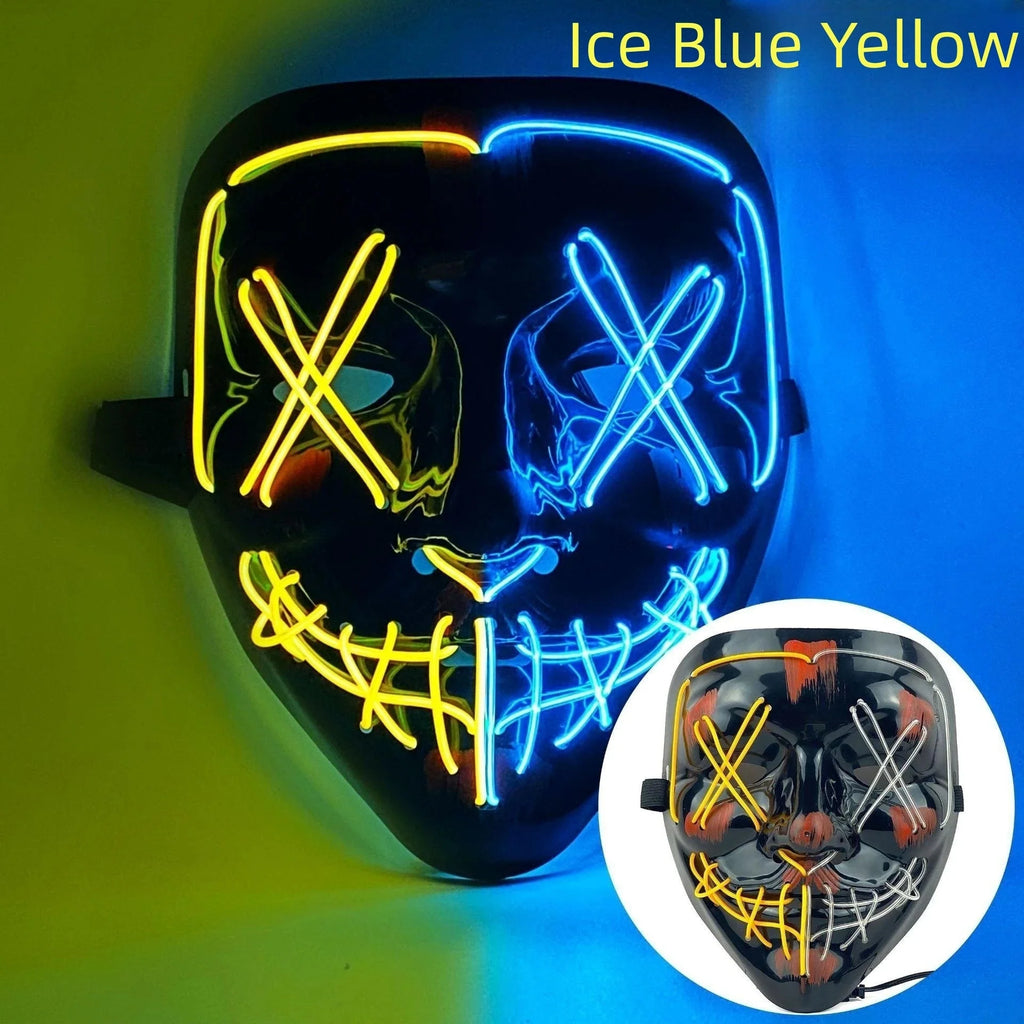 Halloween Neon LED Purge Mask – Light-Up Masquerade Party Accessory