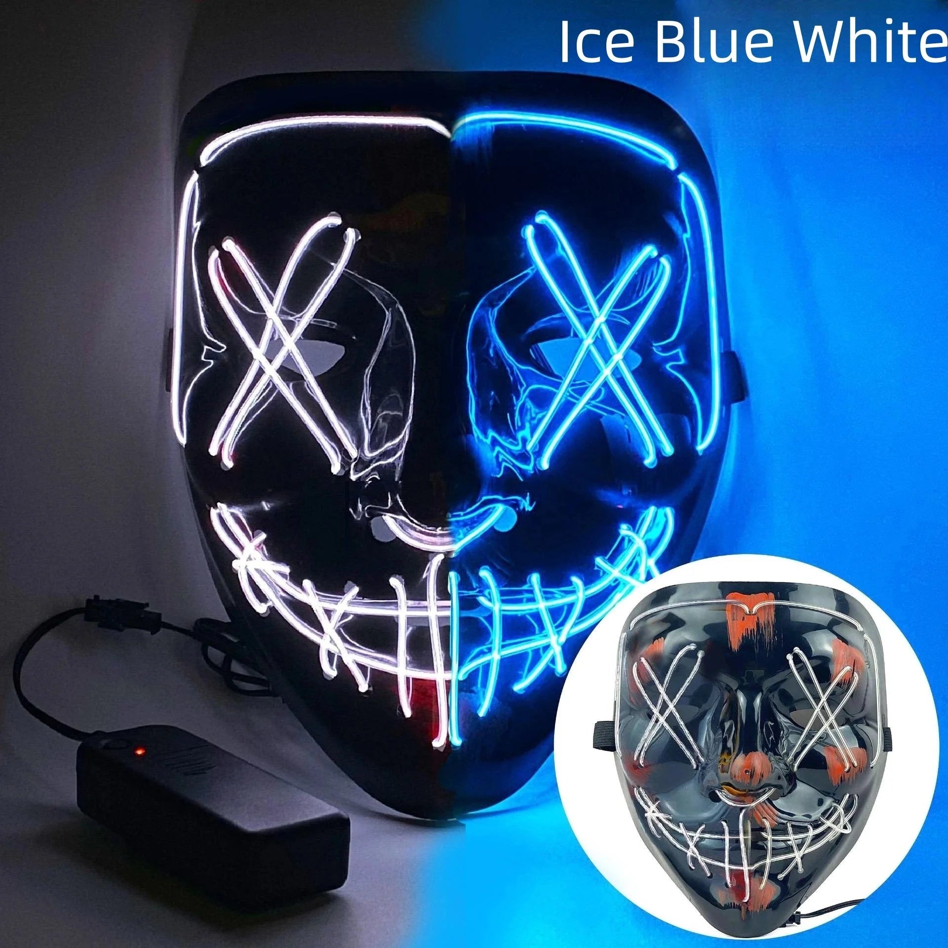 Halloween Neon LED Purge Mask – Light-Up Masquerade Party Accessory