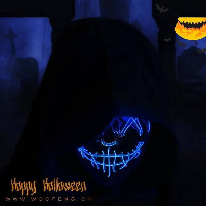 Halloween Neon LED Purge Mask – Light-Up Masquerade Party Accessory