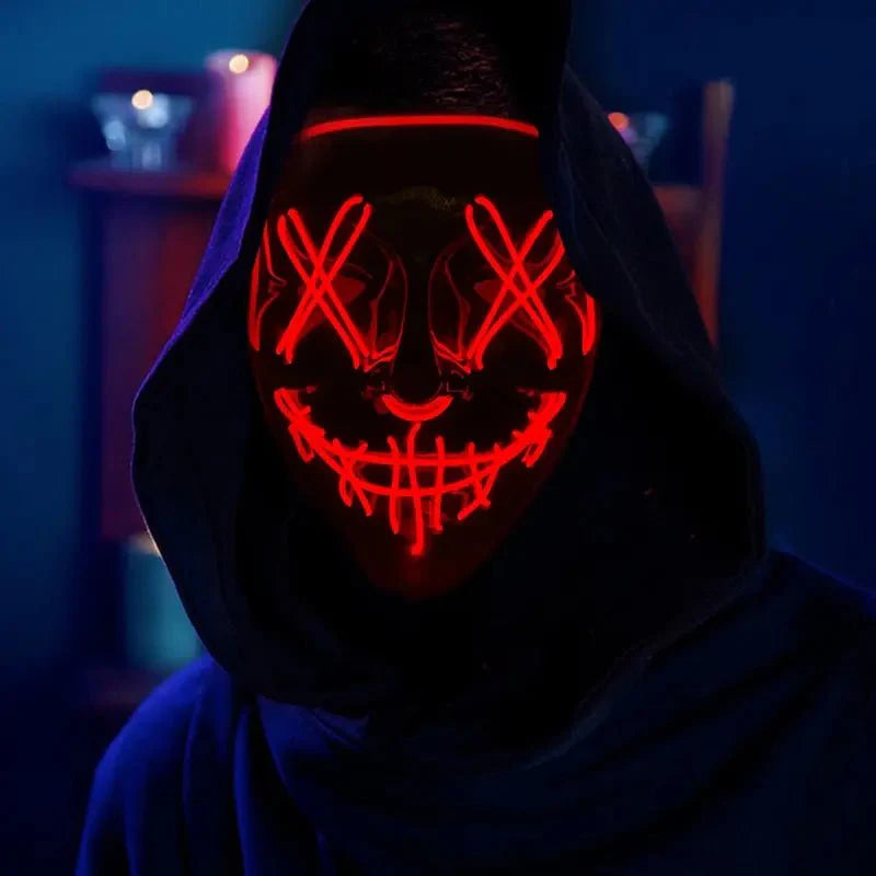 Halloween Neon LED Purge Mask – Light-Up Masquerade Party Accessory