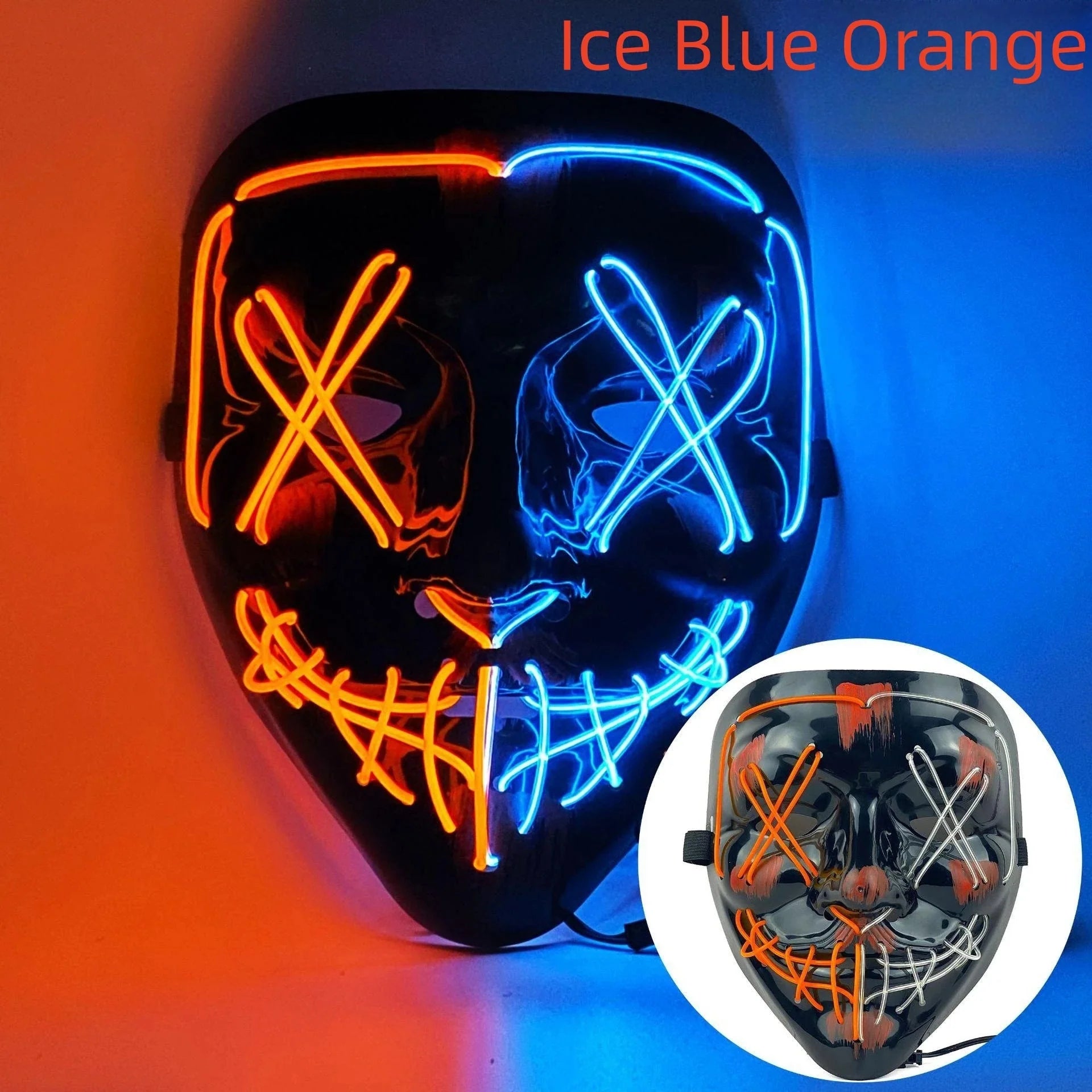 Halloween Neon LED Purge Mask – Light-Up Masquerade Party Accessory