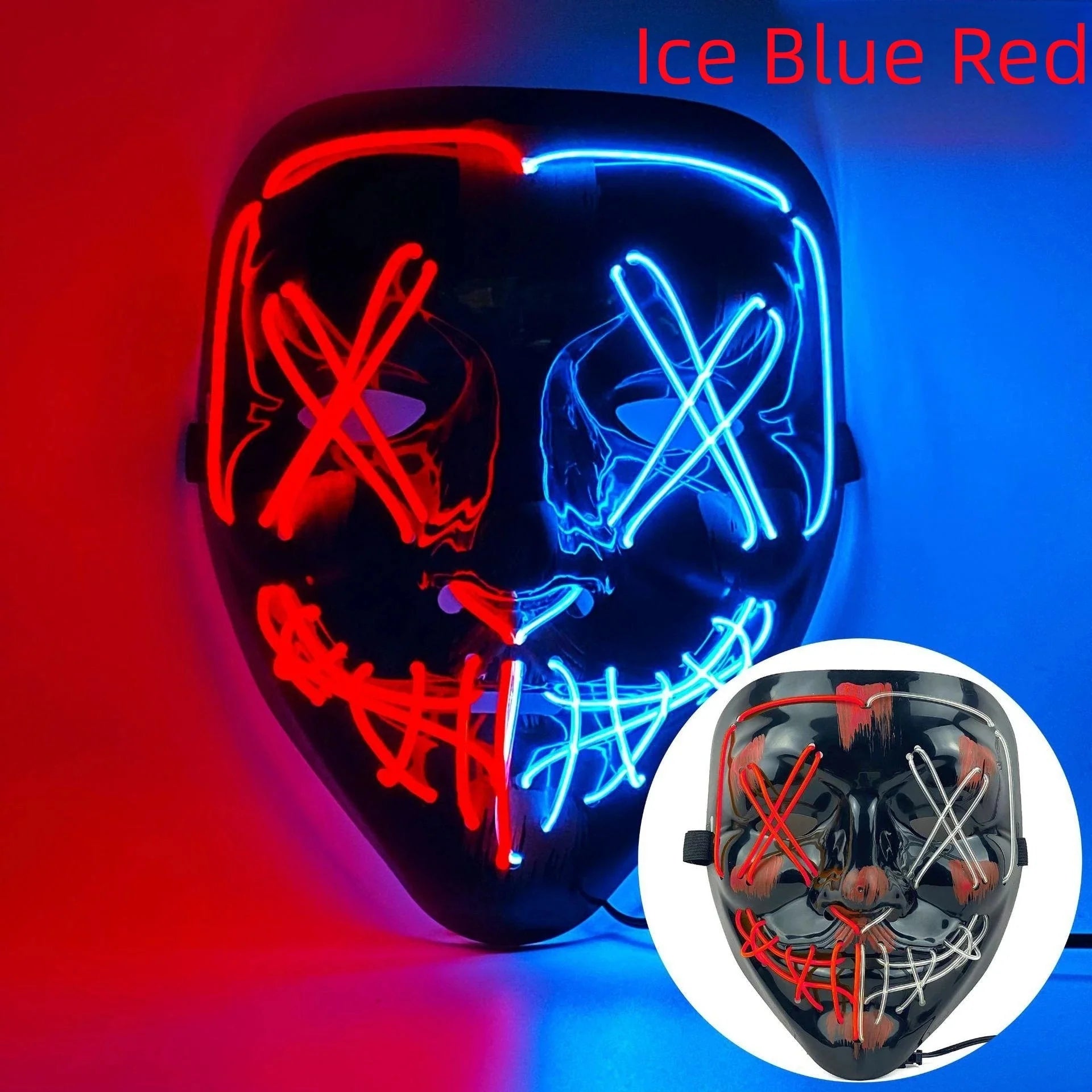 Halloween Neon LED Purge Mask – Light-Up Masquerade Party Accessory