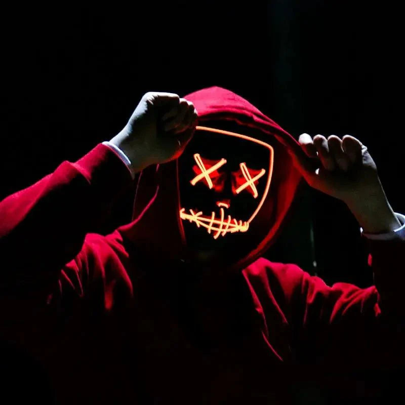Halloween Neon LED Purge Mask – Light-Up Masquerade Party Accessory