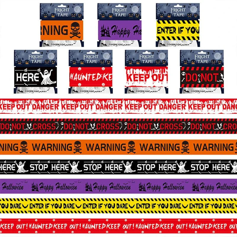 Halloween Skull Head Warning Tape – 19.69 ft x 3.15