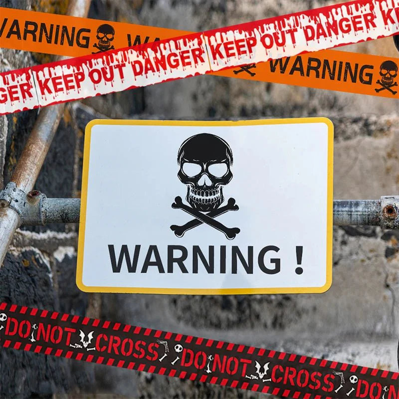 Halloween Skull Head Warning Tape – 19.69 ft x 3.15