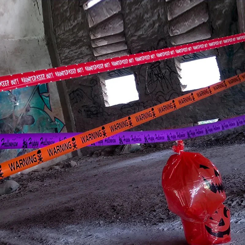 Halloween Skull Head Warning Tape – 19.69 ft x 3.15