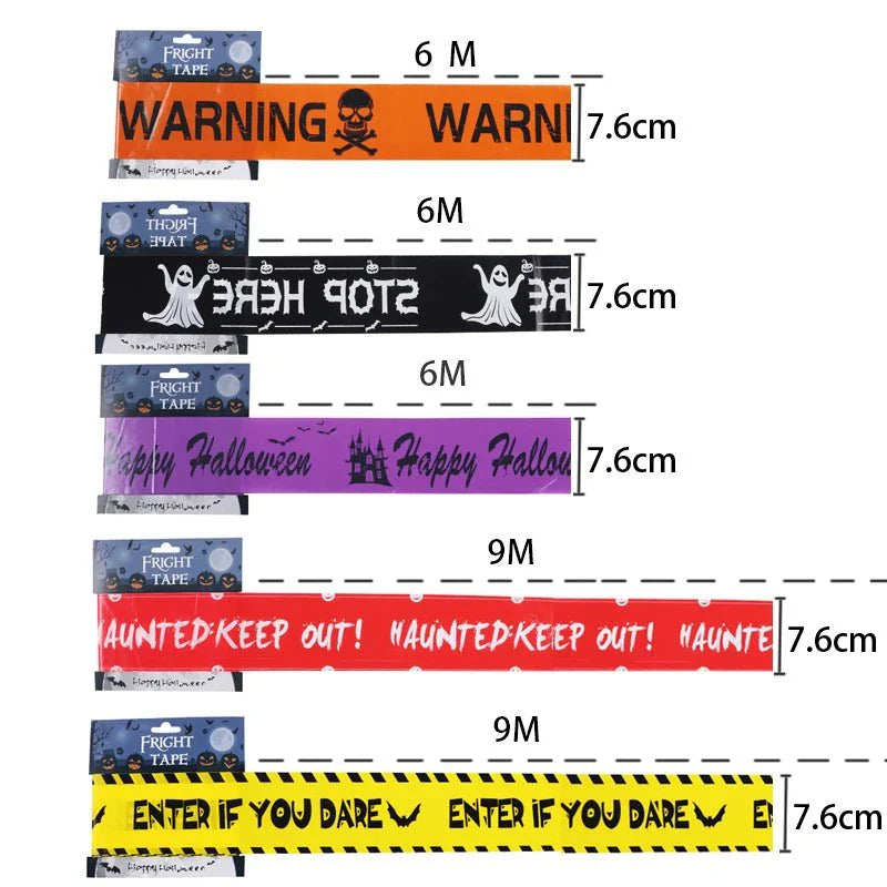 Halloween Skull Head Warning Tape – 19.69 ft x 3.15