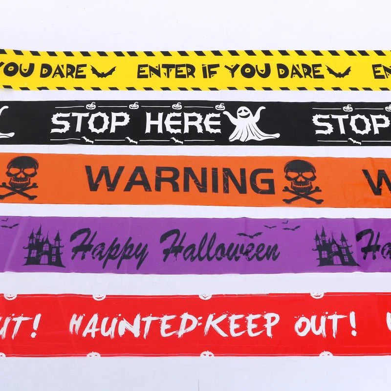 Halloween Skull Head Warning Tape – 19.69 ft x 3.15