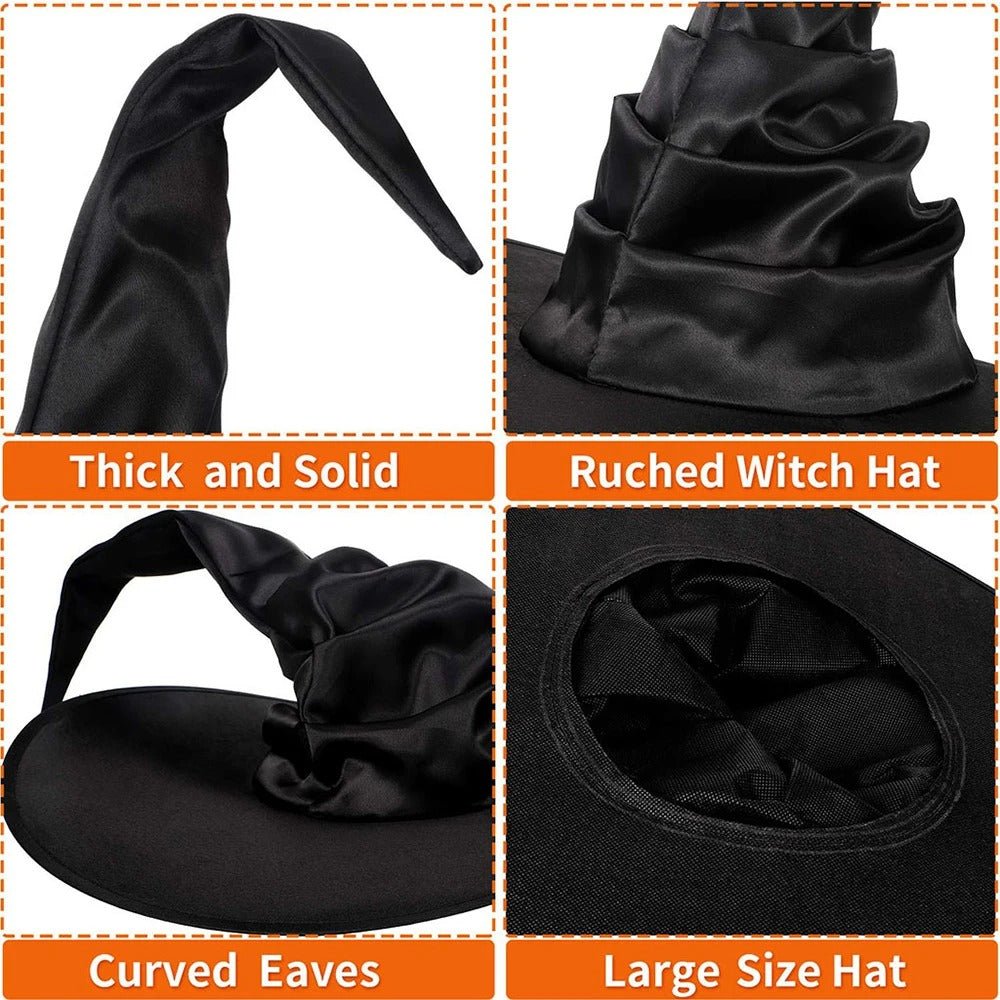 Halloween Wizard Hat – Black Oxford Cloth Magician Witch Hat