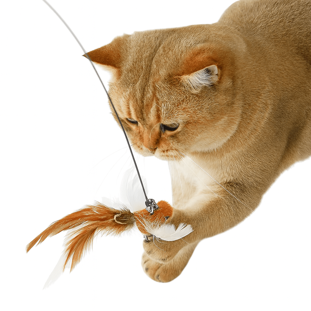 Hands-Free Feather Cat Wand with Bell – Suction Cup Interactive Toy