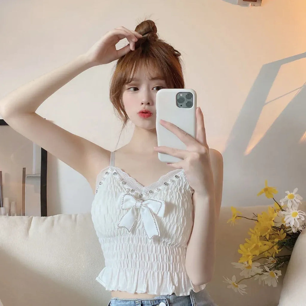 Harajuku Lace Bow Crop Top