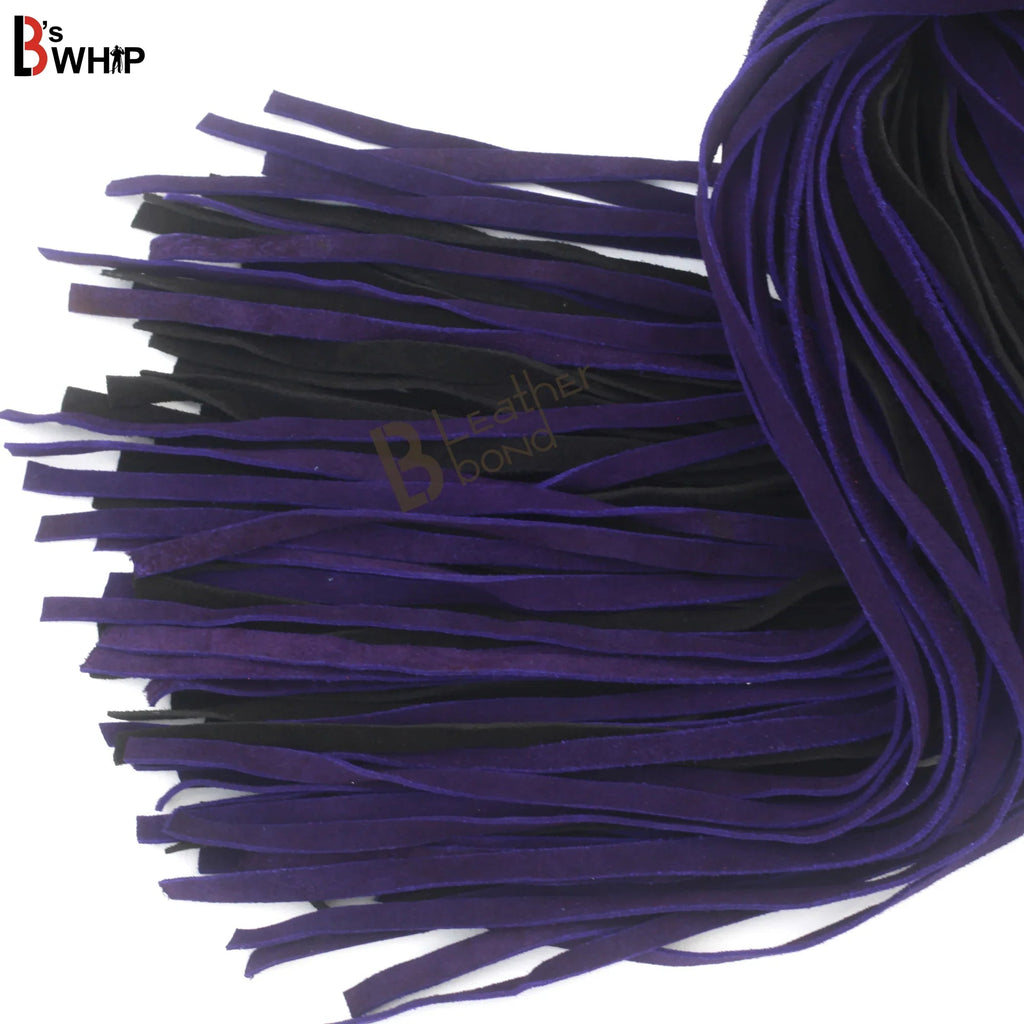 💜🖤 Real Cowhide Suede Leather Flogger 50 Falls Purple and Black Heavy Duty Thuddy Whip | BDSM Impact