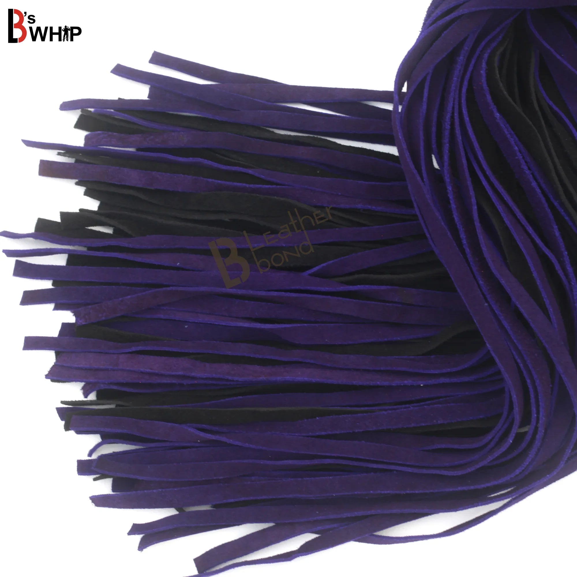 💜🖤 Real Cowhide Suede Leather Flogger 50 Falls Purple and Black Heavy Duty Thuddy Whip | BDSM Impact