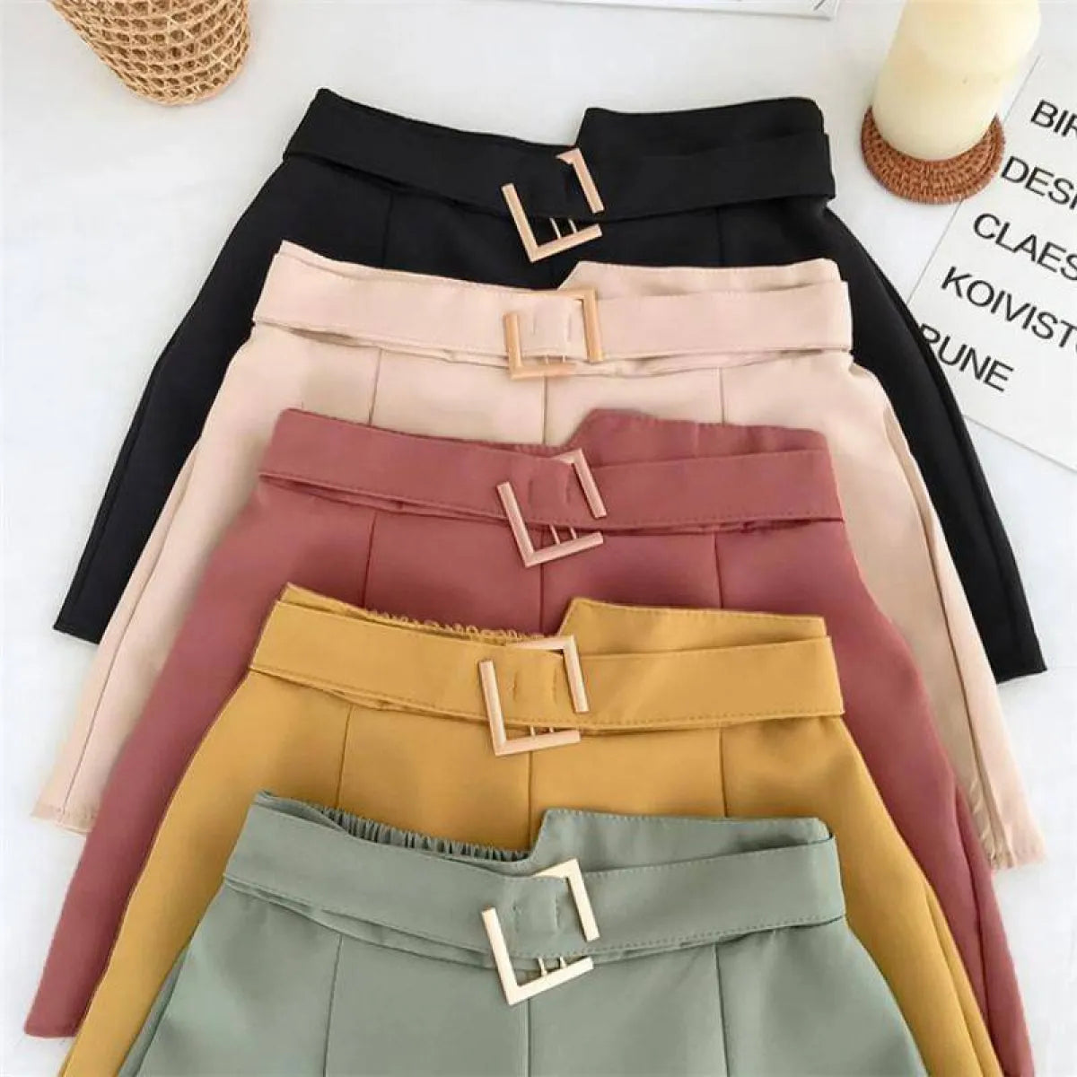 Solid High Waist Shorts