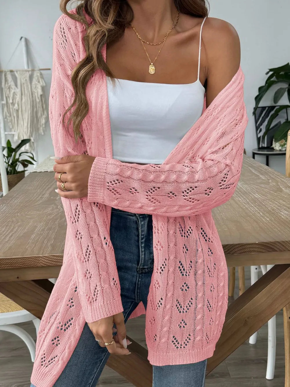 Hollow woven sweater without buttons air-conditioned sweater casual jacket