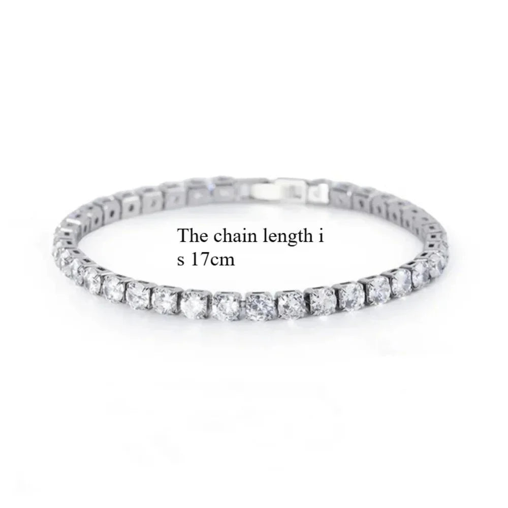 Iced Out Tennis Bracelet | Unisex Silver Chain Jewelry