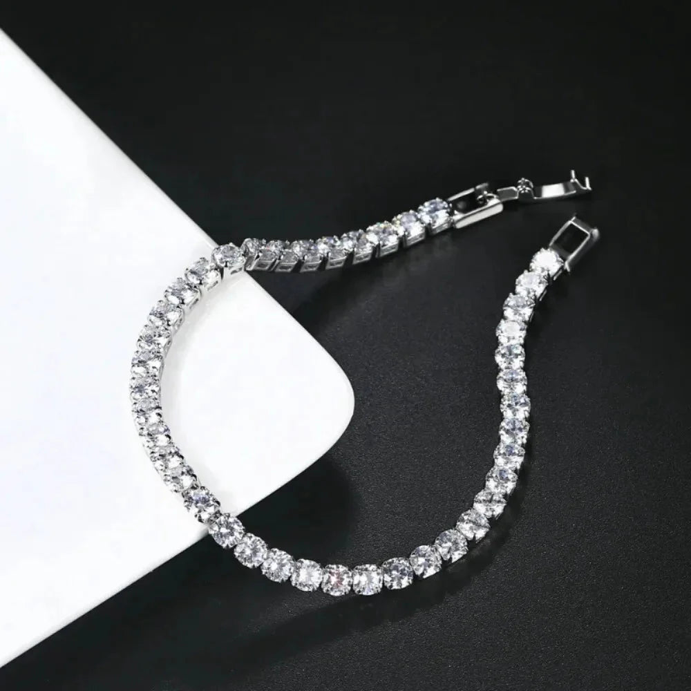 Iced Out Tennis Bracelet | Unisex Silver Chain Jewelry