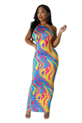Multi Color Pattern Maxi Dress