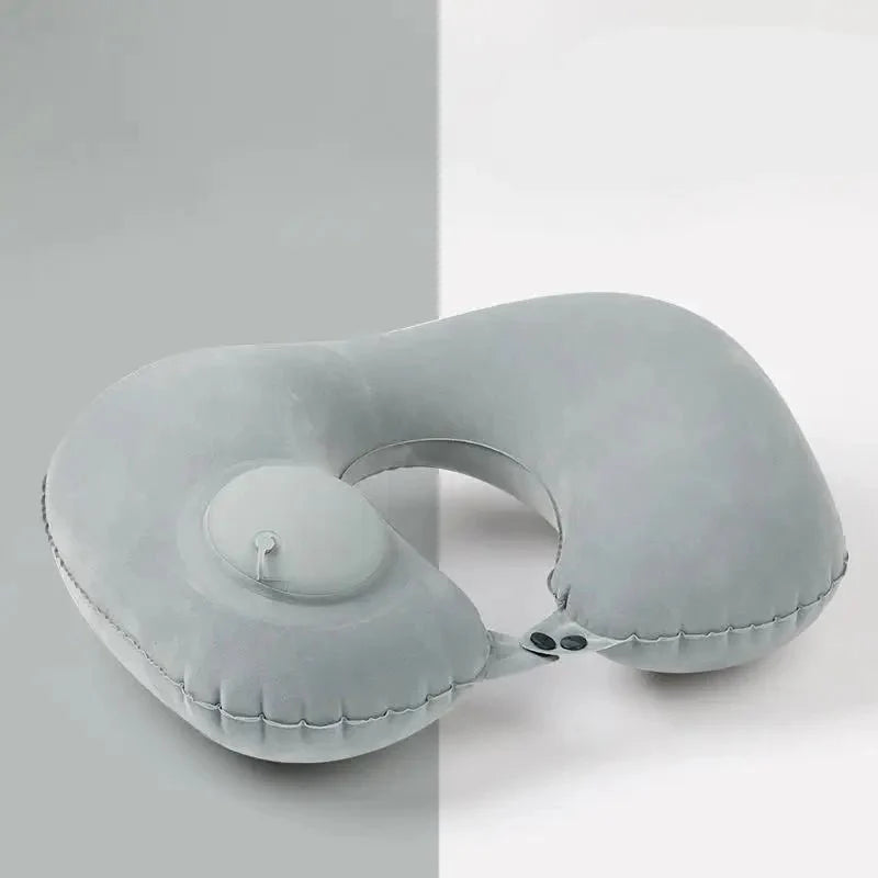 Inflatable U-Shaped Travel Neck Pillow – Portable Flocking Pillow