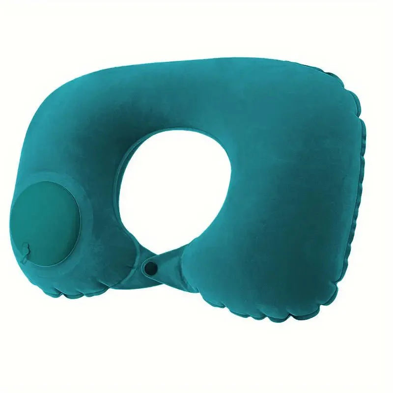 Inflatable U-Shaped Travel Neck Pillow – Portable Flocking Pillow