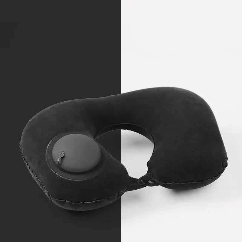 Inflatable U-Shaped Travel Neck Pillow – Portable Flocking Pillow
