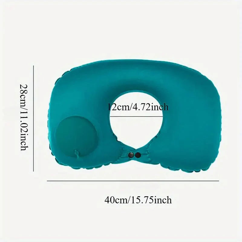 Inflatable U-Shaped Travel Neck Pillow – Portable Flocking Pillow