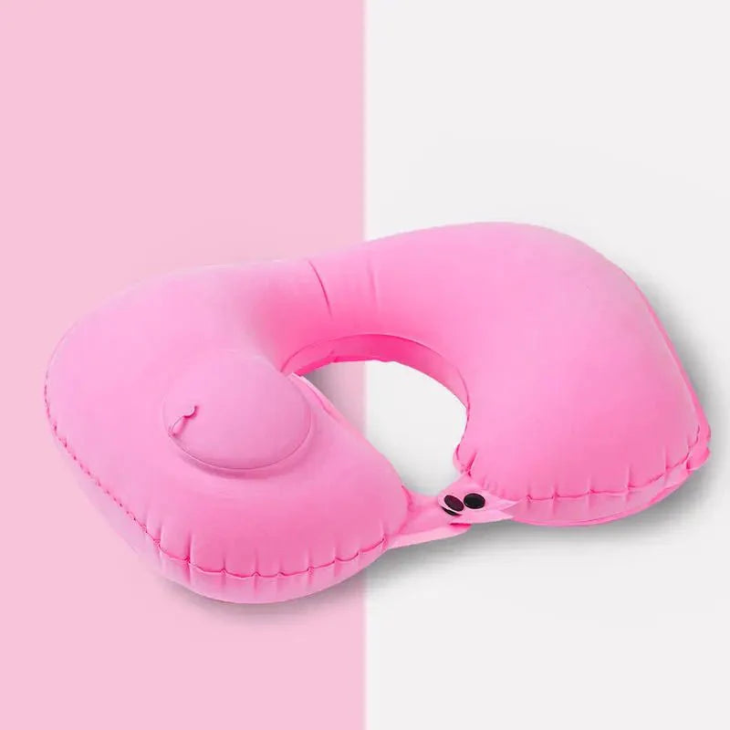 Inflatable U-Shaped Travel Neck Pillow – Portable Flocking Pillow