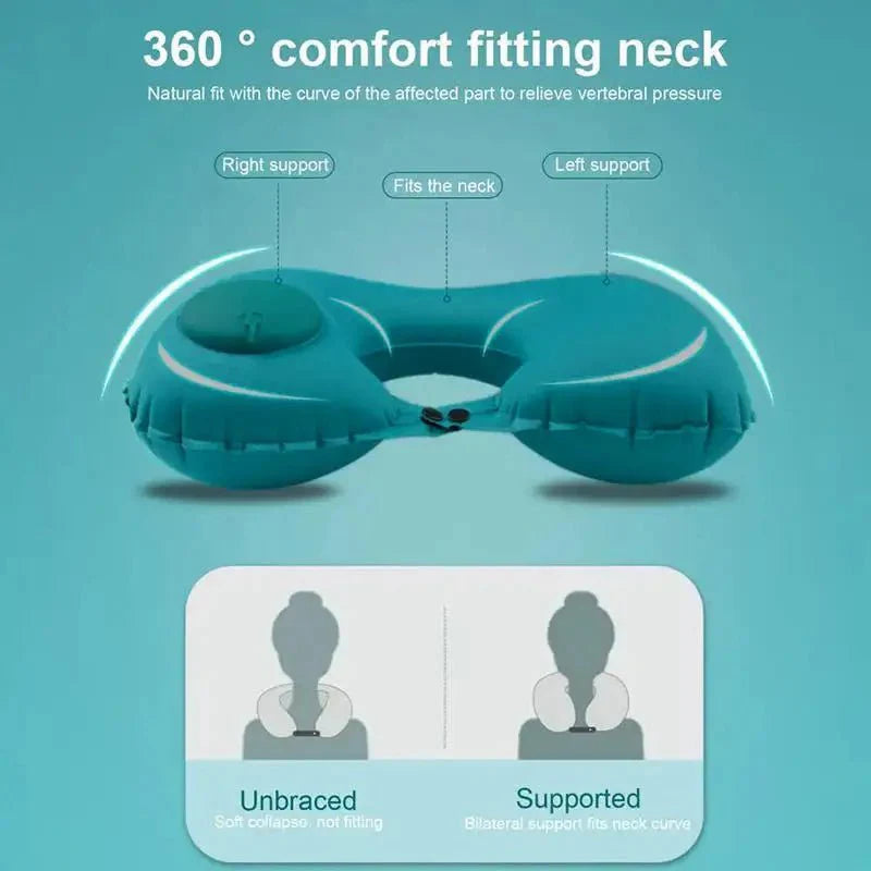 Inflatable U-Shaped Travel Neck Pillow – Portable Flocking Pillow