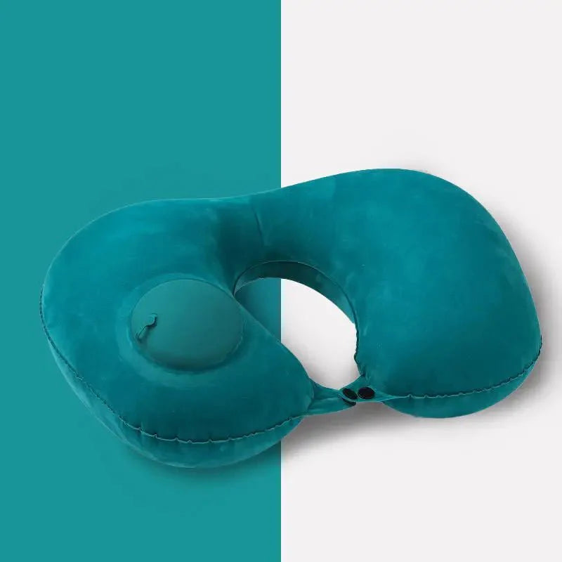 Inflatable U-Shaped Travel Neck Pillow – Portable Flocking Pillow