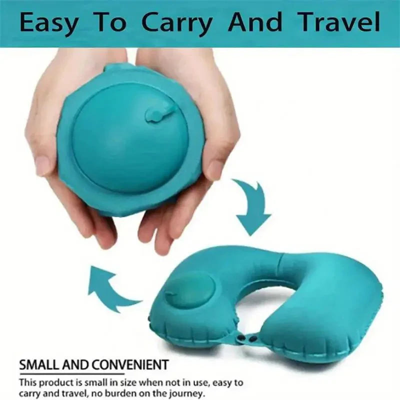Inflatable U-Shaped Travel Neck Pillow – Portable Flocking Pillow