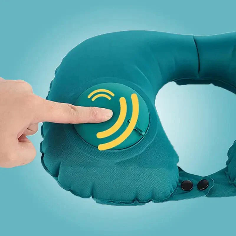 Inflatable U-Shaped Travel Neck Pillow – Portable Flocking Pillow