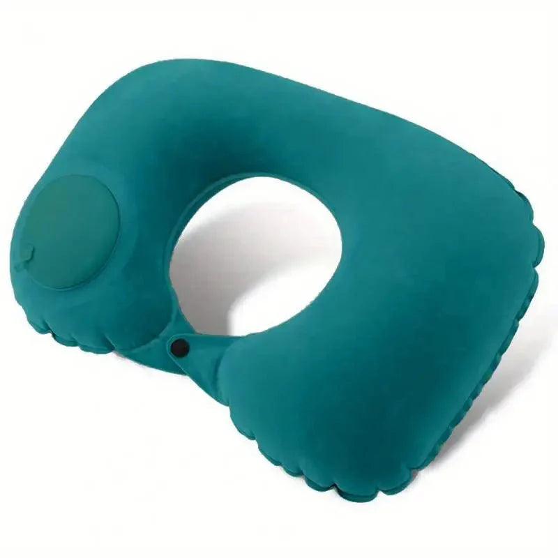 Inflatable U-Shaped Travel Neck Pillow – Portable Flocking Pillow