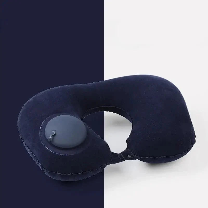 Inflatable U-Shaped Travel Neck Pillow – Portable Flocking Pillow