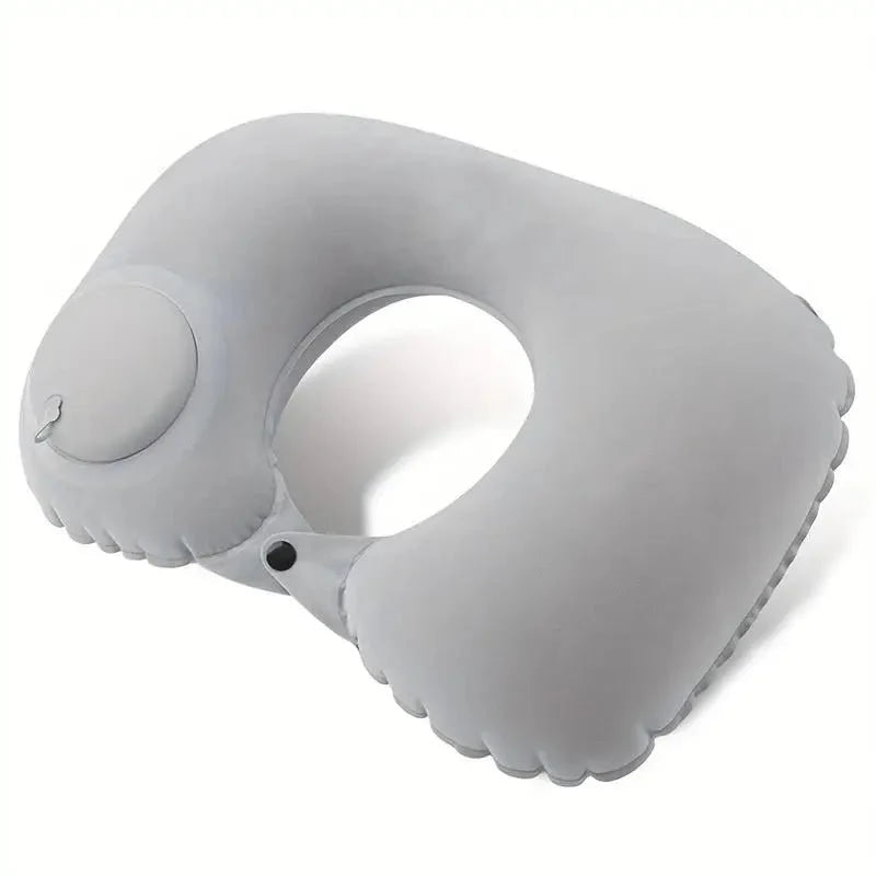 Inflatable U-Shaped Travel Neck Pillow – Portable Flocking Pillow