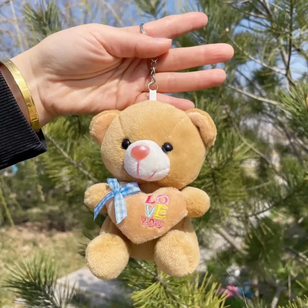 Kawaii Mini Plush Teddy Bear Keychain – Soft 10CM Stuffed Toy