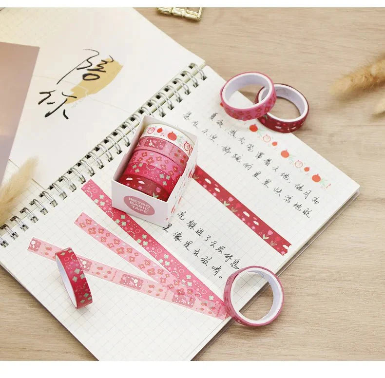 Kawaii Washi Tape Set | 5 Rolls for Scrapbooking and Journaling