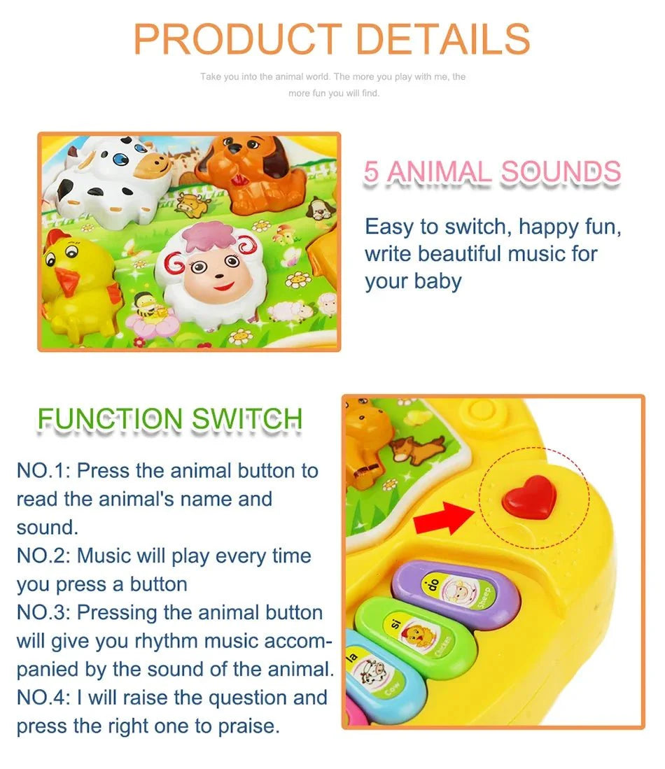 Kids Cartoon Piano Keyboard Toy – Educational Instrument