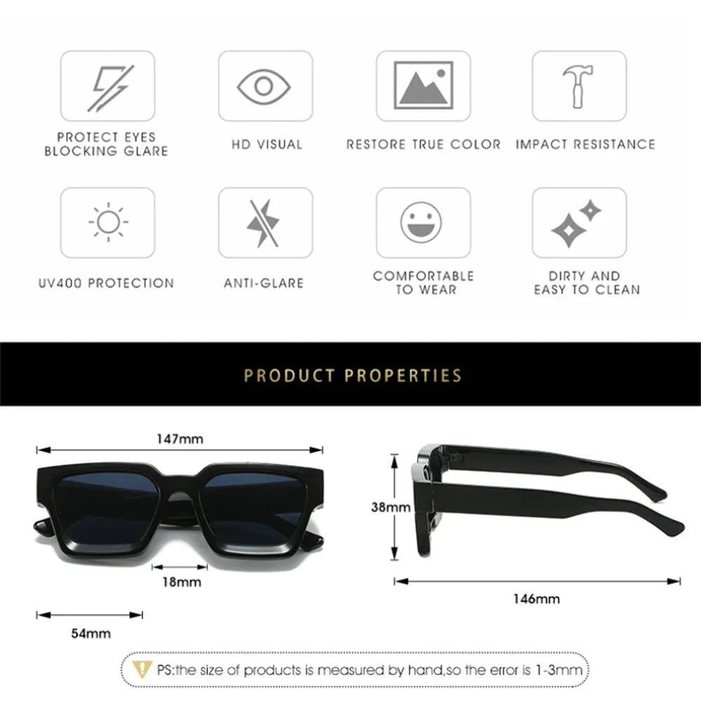 Square Frame Sunglasses – UV protection Anti-Reflective Large Lens Design