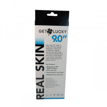 Get Lucky 9" Real Skin Dildo - Light Brown