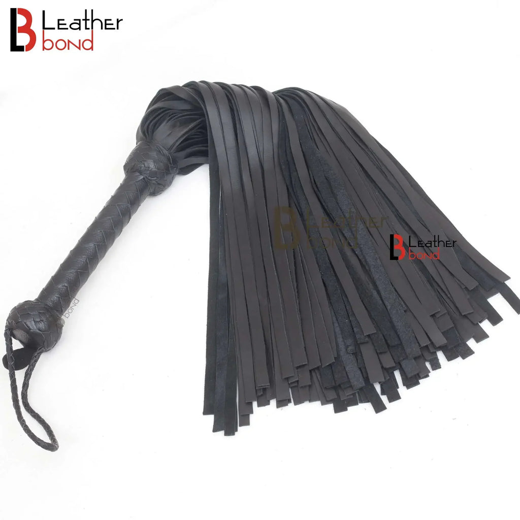 Cowhide Black Leather Flogger – 100 Falls Flogger Whip | Leather Bond