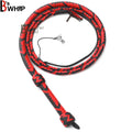 Red & Black Leather Bullwhip 6ft & 8ft – 16 Plait Handmade Real Cowhide Rope Core Whip