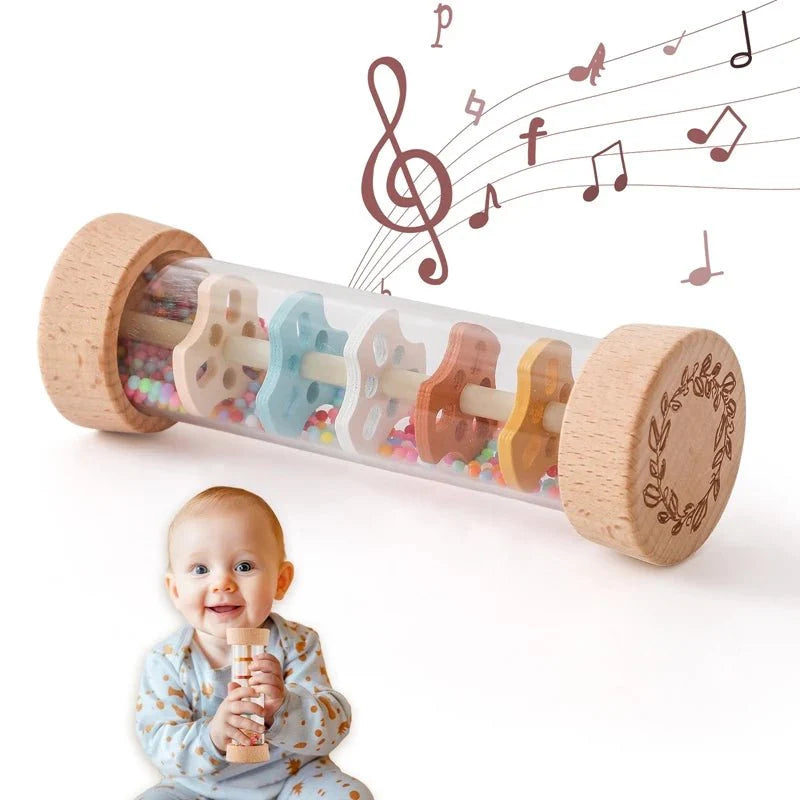 Let's Make Montessori Rain Stick Rattle – Colorful Wooden Sensory Toy