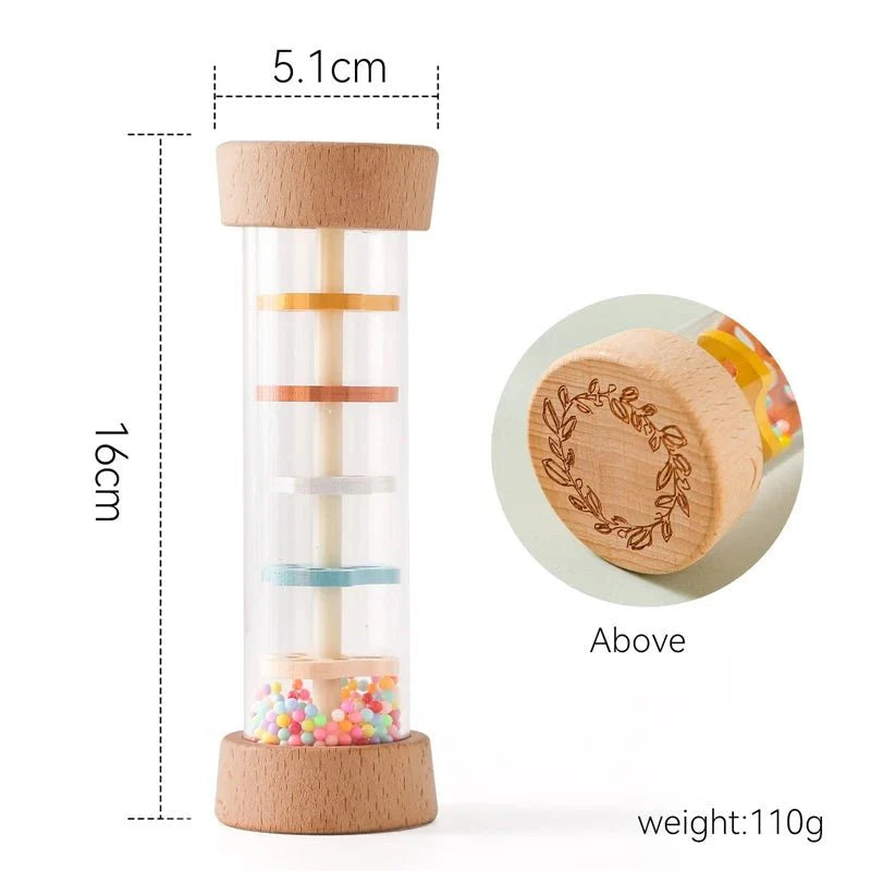 Let's Make Montessori Rain Stick Rattle – Colorful Wooden Sensory Toy