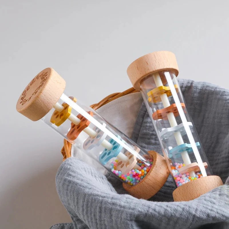 Let's Make Montessori Rain Stick Rattle – Colorful Wooden Sensory Toy