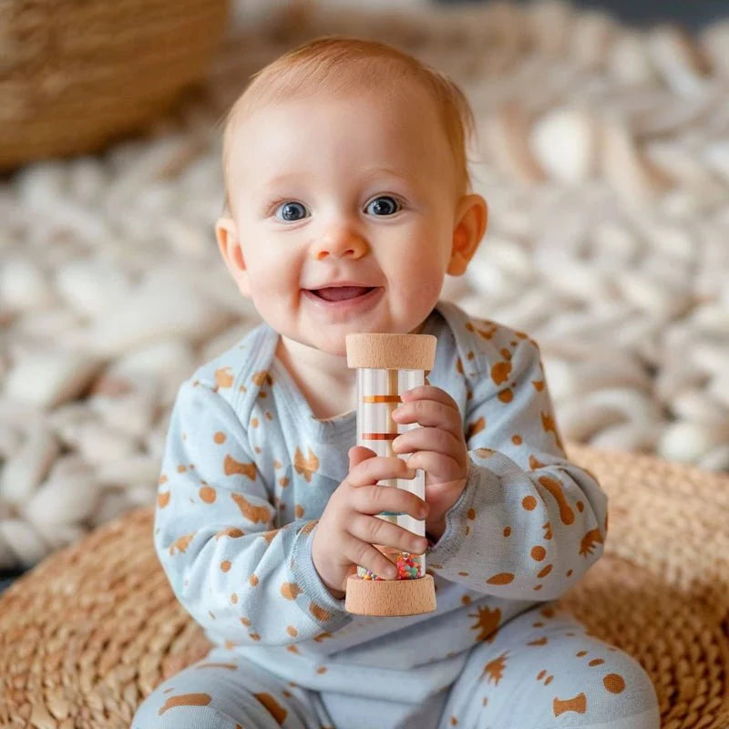 Let's Make Montessori Rain Stick Rattle – Colorful Wooden Sensory Toy
