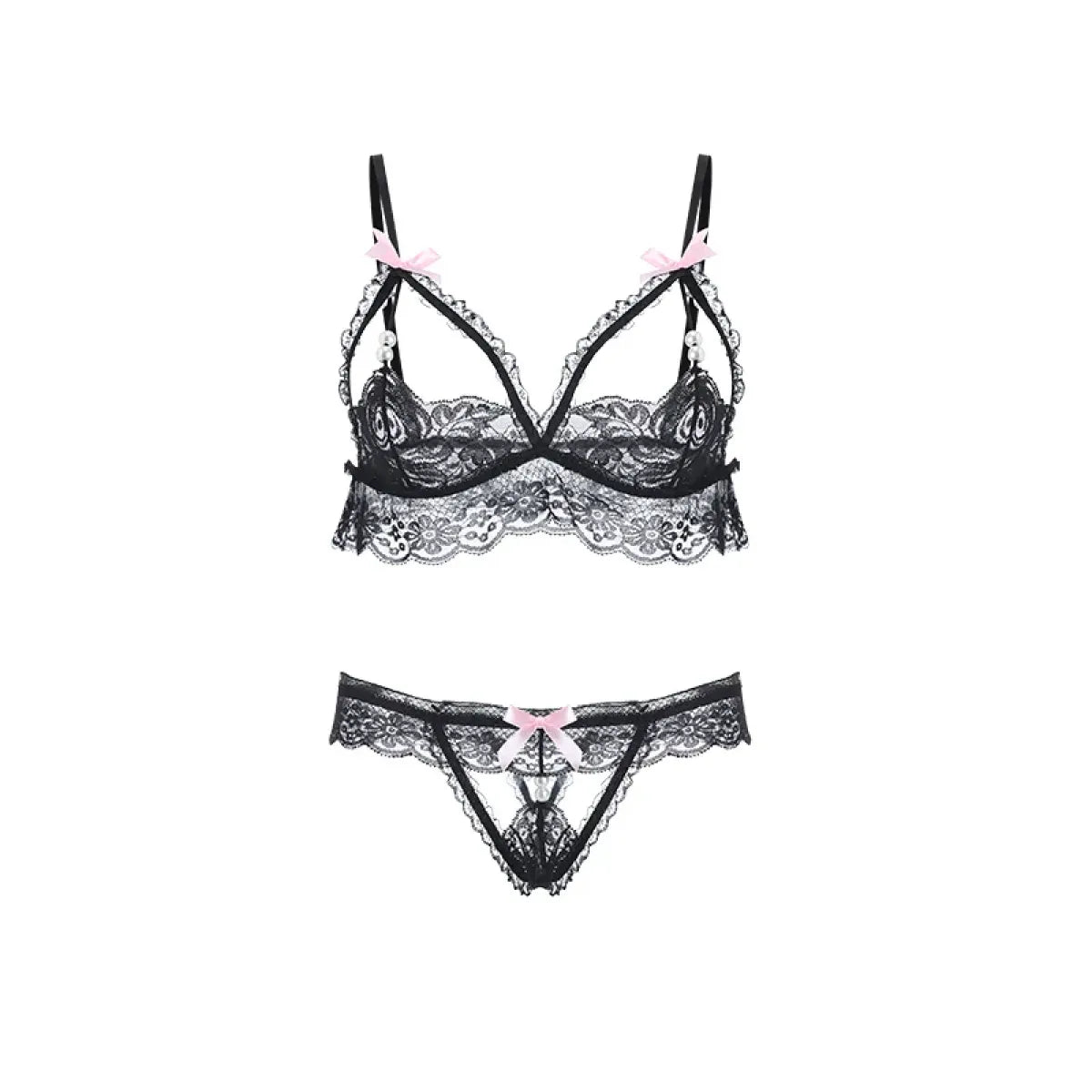 Gothic Lace Bow Lingerie Set