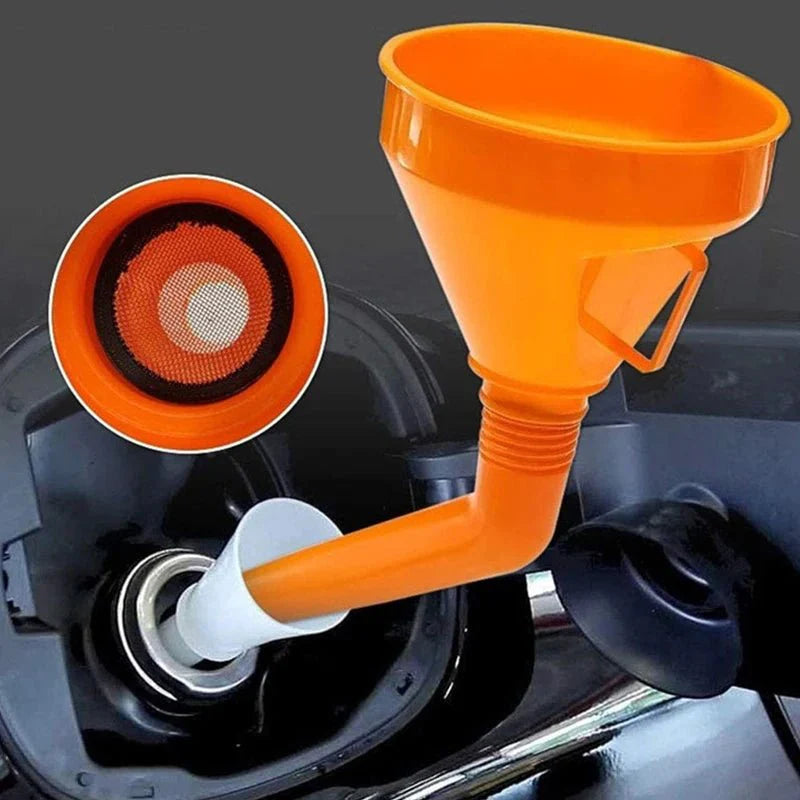 Long Mouth Refueling Funnel with Filter – Car and Motorcycle Engine Oil Filling Tool